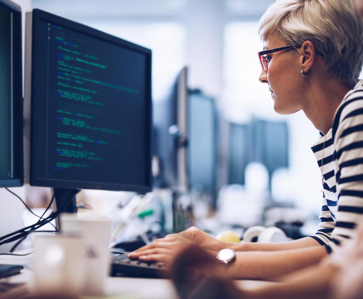 developer coding at desk