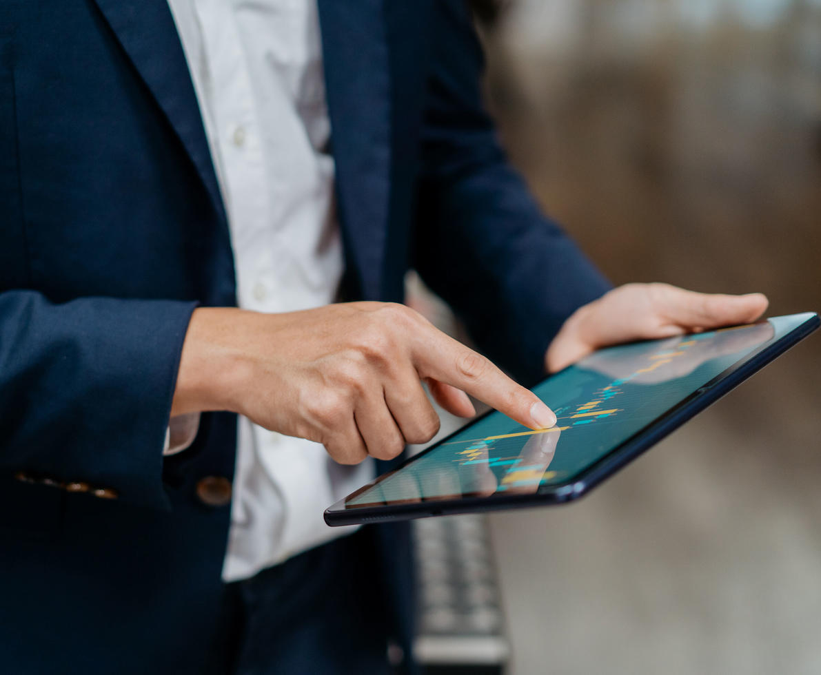 Image of an businessman checking